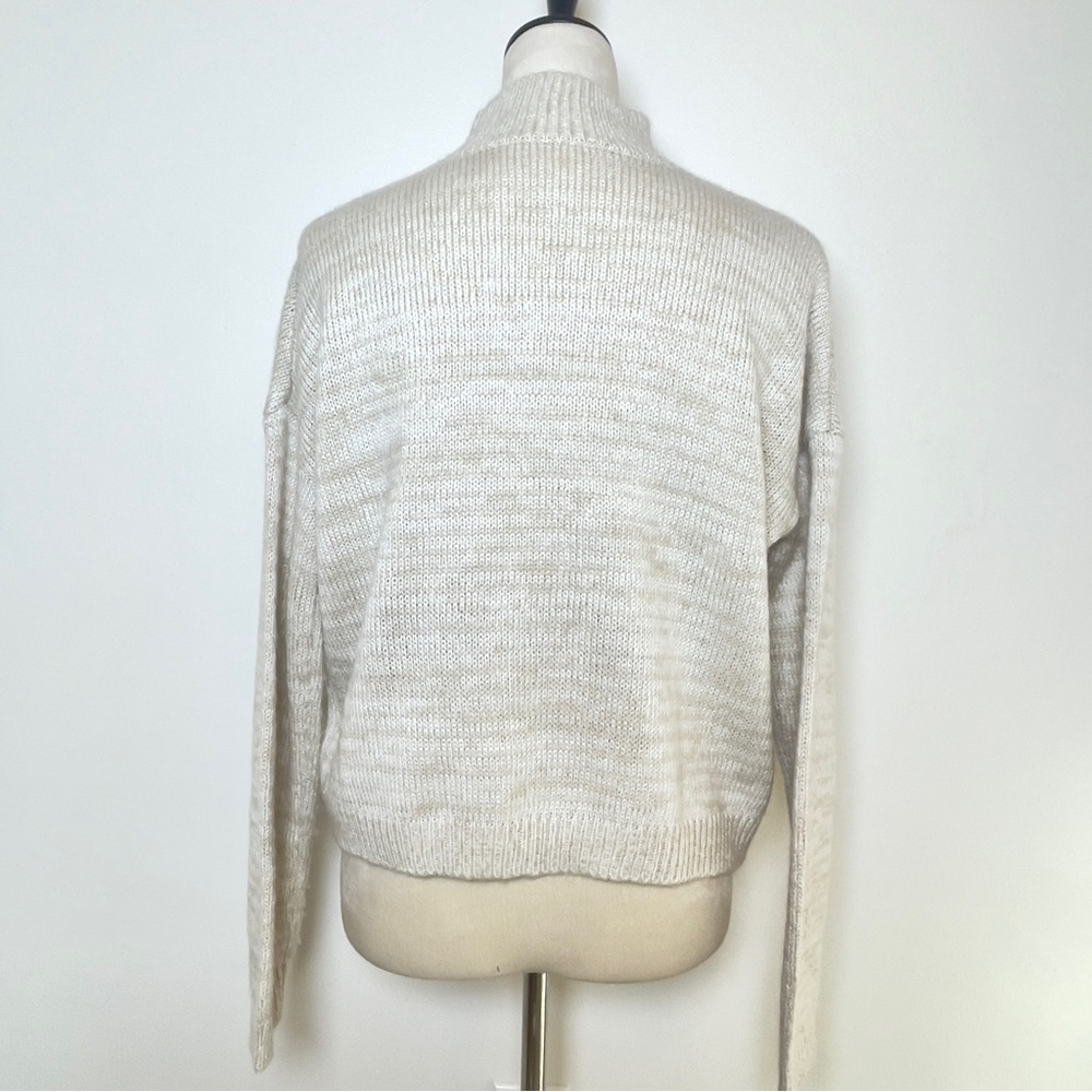 Cream Embroidered Floral Butterfly Sweater Mock Neck Pullover Women’s Size Large - Picture 3 of 10